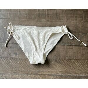 Dorina Women's White Crochet String‎ Bikini Bottoms Size Large